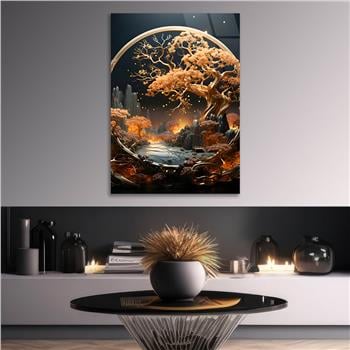 Dikey Doğa Temalı Cam Tablo 392