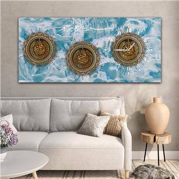 لوحة زجاجية أفقية ذات طابع ديني مع ساعة جانبية 062