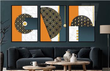 Alüminyum Çerçeveli Sanat Temalı 3lü Set CAM Tablo 0056
