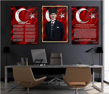  3lü Set VatanTemalı Cam Tablo 21