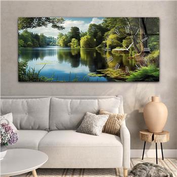 Yatay Saatli Yandan Sanat Temalı Cam Tablo 267