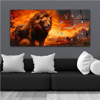 Yatay Saatli Yandan Sanat Temalı Cam Tablo 302