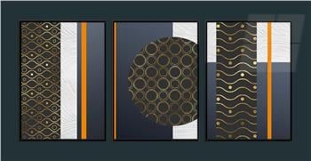 Alüminyum Çerçeveli Sanat Temalı 3lü Set MDF Tablo 0057