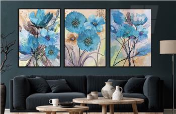 Alüminyum Çerçeveli Sanat Temalı 3lü Set CAM Tablo 0081