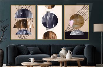 Alüminyum Çerçeveli Sanat Temalı 3lü Set CAM Tablo 0012