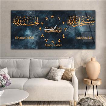 Tableau en verre à thème religieux avec horloge centrale horizontale  095