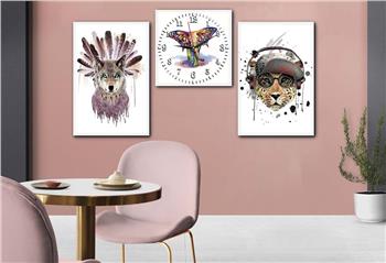 SANAT TEMALI CAM TABLO SAAT SETİ 