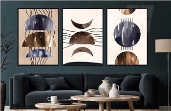 Alüminyum Çerçeveli Sanat Temalı 3lü Set CAM Tablo 0013