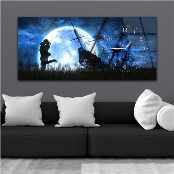 Yatay Saatli Yandan Sanat Temalı Cam Tablo 266