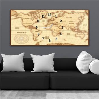 Yatay Saatli Ortadan Vatan Temalı Cam Tablo 088