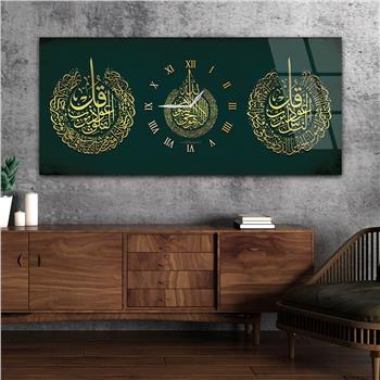 Tableau en verre à thème religieux avec horloge centrale horizontale  078