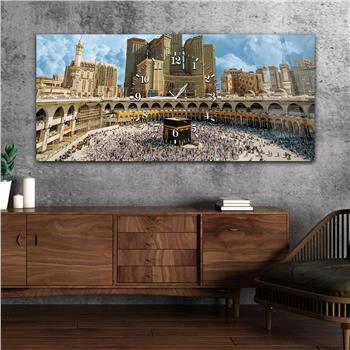 Tableau en verre à thème religieux avec horloge centrale horizontale  008