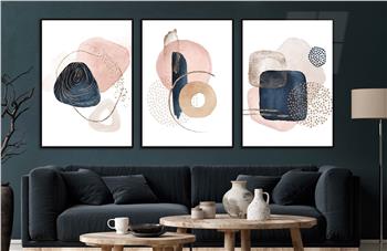 Alüminyum Çerçeveli Sanat Temalı 3lü Set CAM Tablo 0082