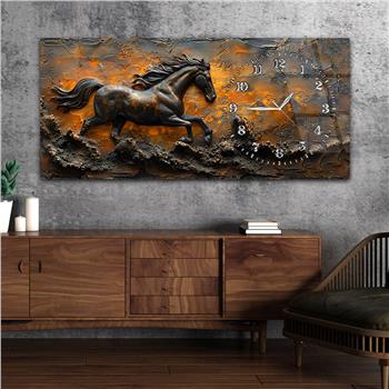 Yatay Saatli Yandan Sanat Temalı Cam Tablo 281