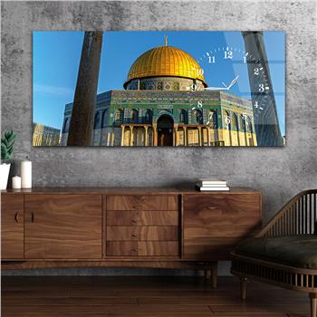 لوحة زجاجية أفقية ذات طابع ديني مع ساعة جانبية 029