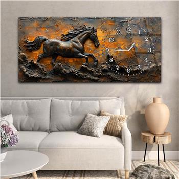 Yatay Saatli Yandan Sanat Temalı Cam Tablo 281