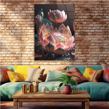 Dikey Sanat Temalı Cam Tablo 450