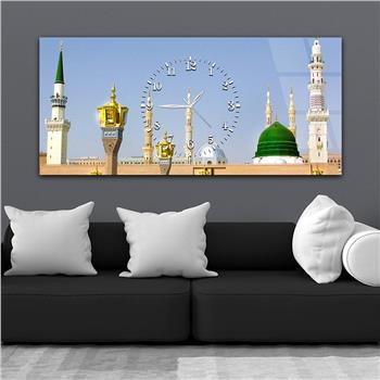 Tableau en verre à thème religieux avec horloge centrale horizontale  026