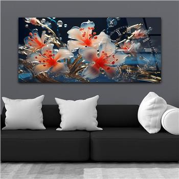 Yatay Saatli Yandan Sanat Temalı Cam Tablo 249