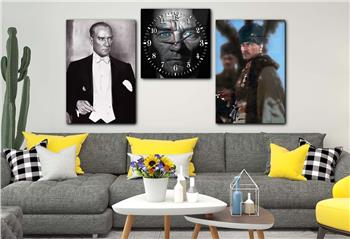 MUSTAFA KEMAL ATATÜRK GÖRSELİ CAM TABLO SAAT SETİ 