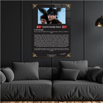 GENÇLİĞE HİTABE YAZILI CAM TABLO