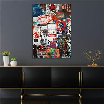 Dikey Sanat Temalı Cam Tablo 423