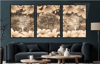 Alüminyum Çerçeveli Sanat Temalı 3lü Set CAM Tablo 0051