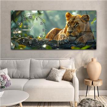 Yatay Saatli Yandan Sanat Temalı Cam Tablo 364