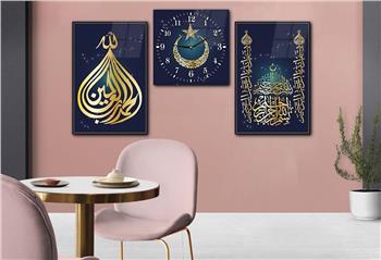 Kunst Thematisches 2-teiliges bedrucktes Glas und Uhrenset