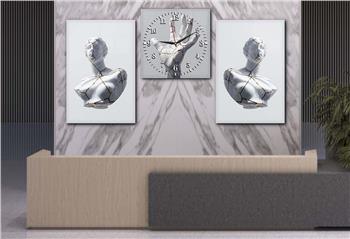 SANAT TEMALI CAM TABLO SAAT SETİ 