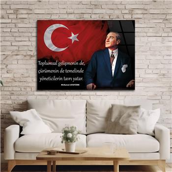 Yatay VatanTemalı Cam Tablo 106