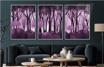 Alüminyum Çerçeveli Sanat Temalı 3lü Set CAM Tablo 0032