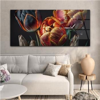 Horizontal bedrucktes Glas mit Kunst und Naturthema und einer Uhr an der Seite 194