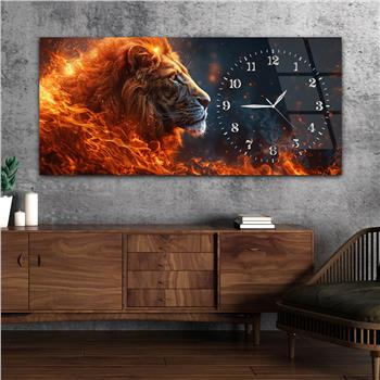 Yatay Saatli Yandan Sanat Temalı Cam Tablo 305