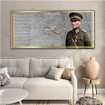 Tableau en verre sur le thème de la nation avec horloge centrale horizontale  034