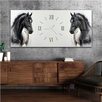 Yatay Ortadan Saatli  Sanat ve Doğa Temalı Cam Tablo 059