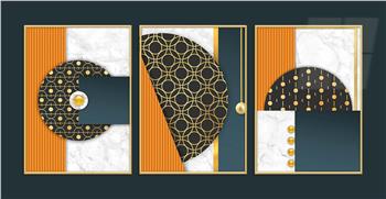 Alüminyum Çerçeveli Sanat Temalı 3lü Set MDF Tablo 0056