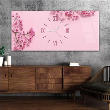 Yatay Ortadan Saatli  Sanat ve Doğa Temalı Cam Tablo 089