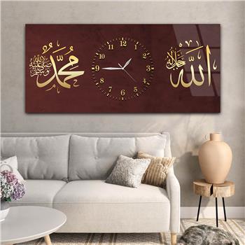 Tableau en verre à thème religieux avec horloge centrale horizontale  062