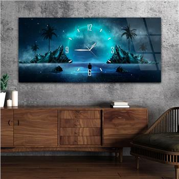 Yatay Saatli Ortadan Sanat Temalı Cam Tablo126