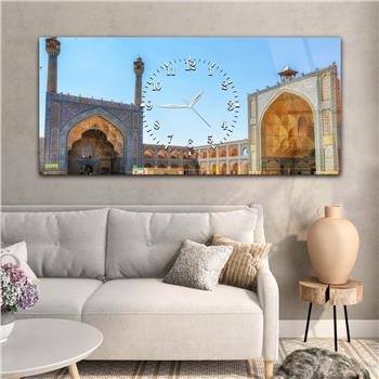 Tableau en verre à thème religieux avec horloge centrale horizontale  036