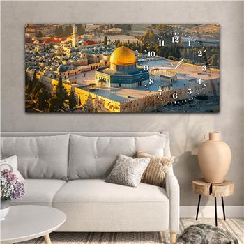 Yatay Saatli Yandan Dini Temalı Cam Tablo 089