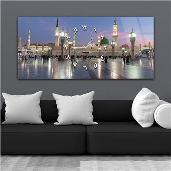 Tableau en verre à thème religieux avec horloge centrale horizontale  004