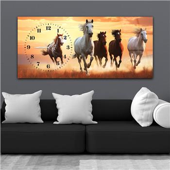 Yatay Saatli Yandan Sanat Temalı Cam Tablo 310