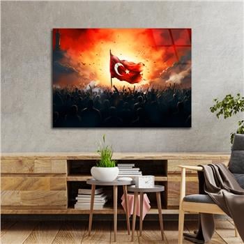 Yatay VatanTemalı Cam Tablo 112