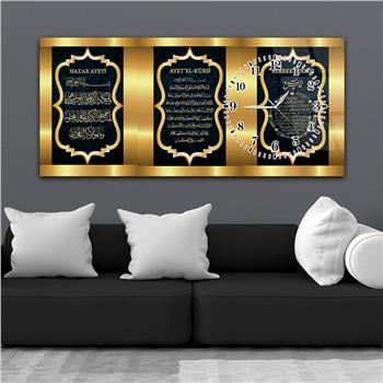 لوحة زجاجية أفقية ذات طابع ديني مع ساعة جانبية 042