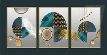 Alüminyum Çerçeveli Sanat Temalı 3lü Set MDF Tablo 0045