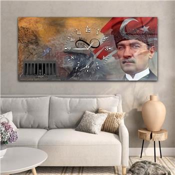 Horizontal bedrucktes Glas mit Nationenthema und einer Uhr in der Mitte 070