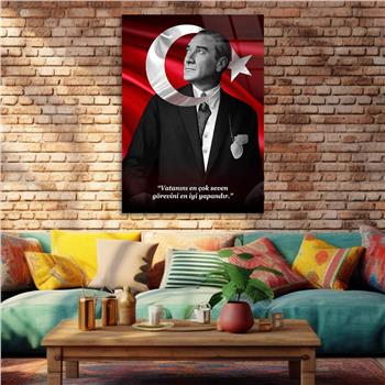 Dikey Vatan Temalı Cam Tablo 309