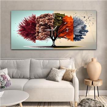 Yatay Saatli Ortadan Sanat Temalı Cam Tablo120